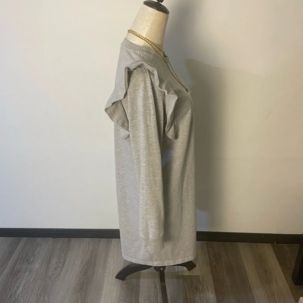 Gray Ruffle Sleeve Dress - Picture 2 of 11